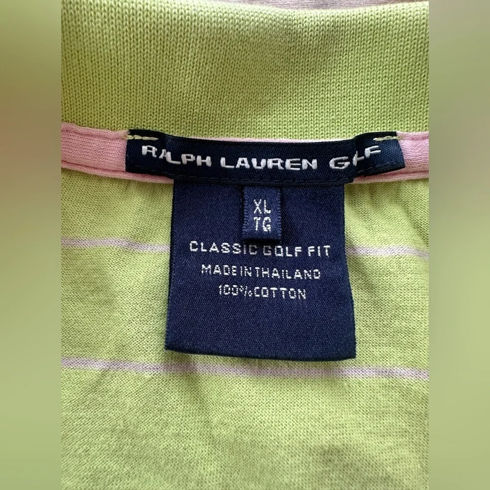 Ralph Lauren Golf Polo Shirt XL Green Striped Pony Logo Preppy Golf Classic